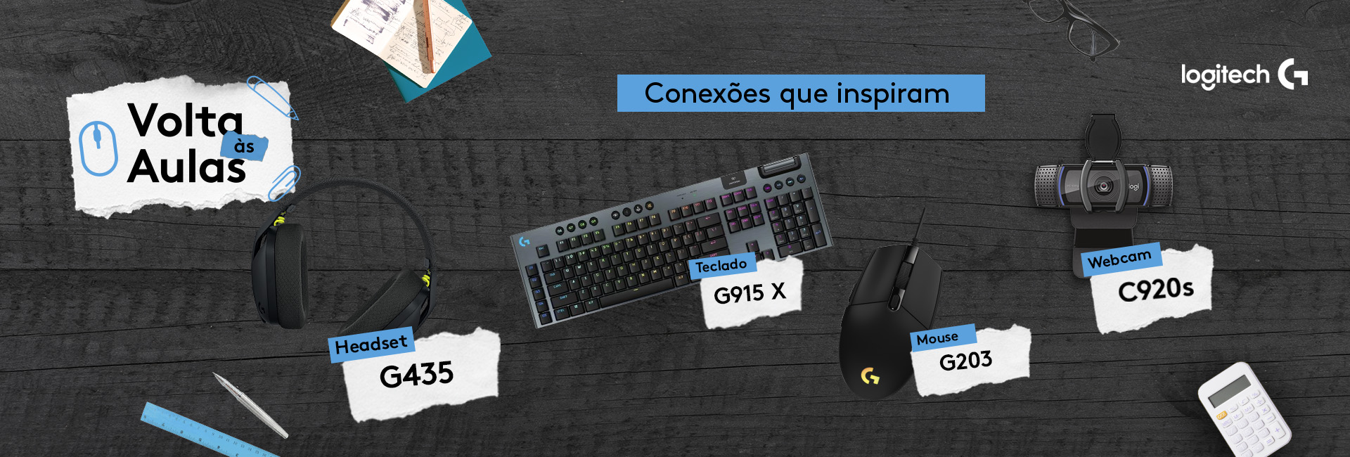 Banner Logitech Bolta às aulas